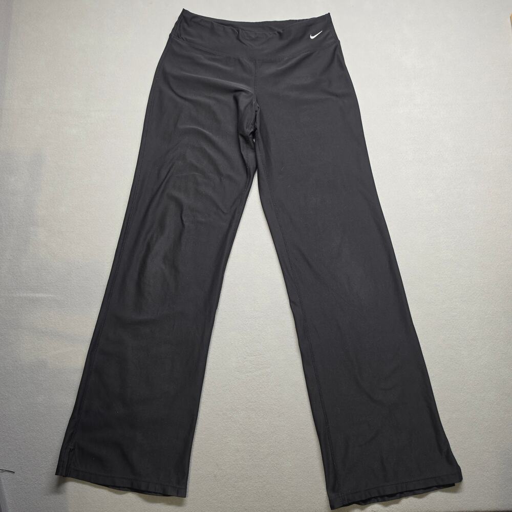 Nike Fit Dry Women M Black Flare Leg Yoga Pants Athletic Stretch Casual